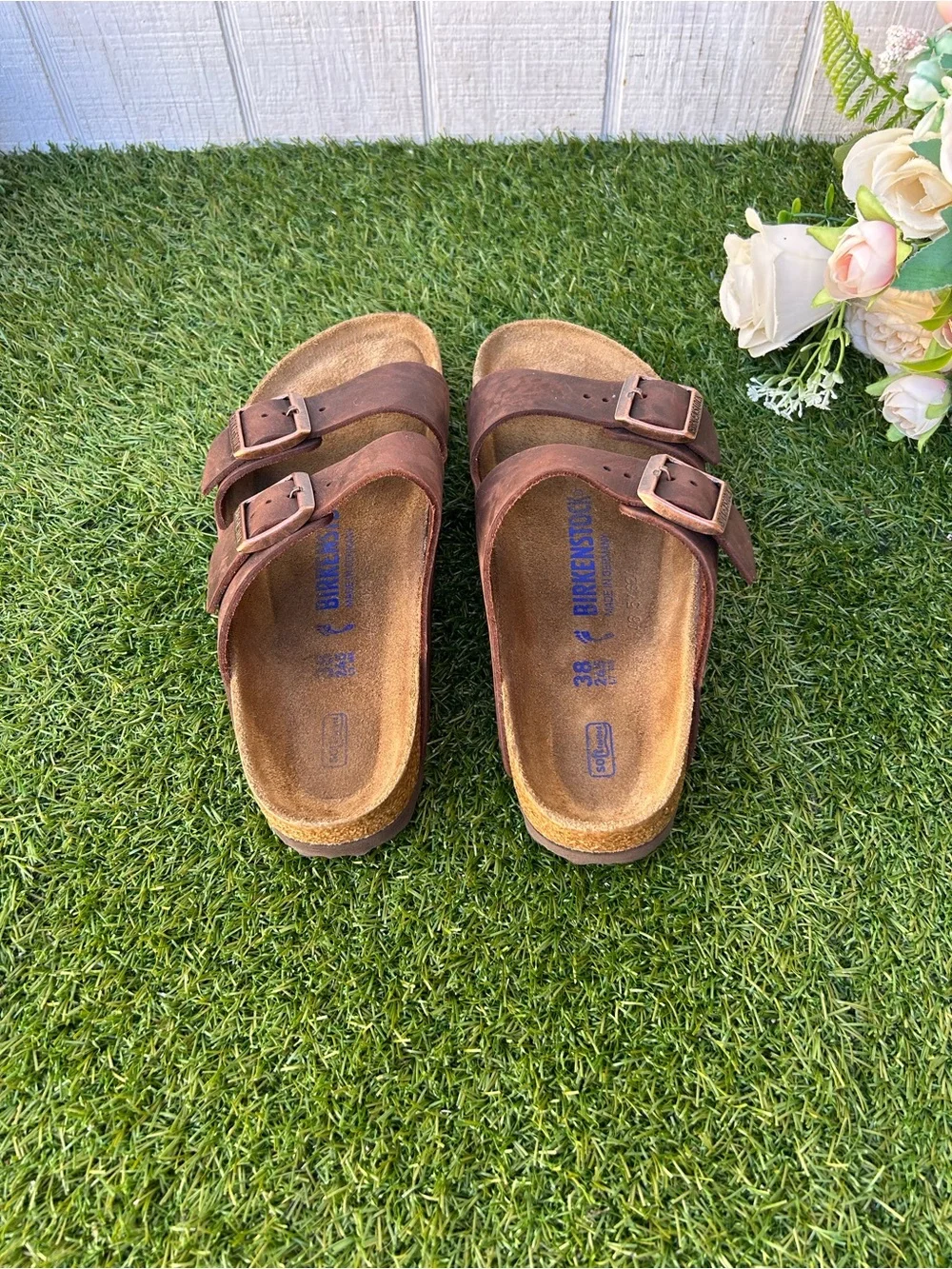BIRKENSTOCK Arizona habana oiled leather 38 US 7-7.5 brown gently used/ unisex